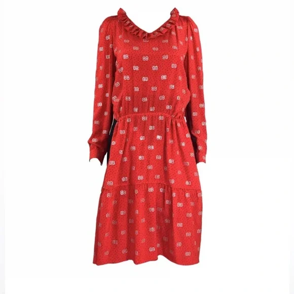 Balenciaga | Dresses | Balenciaga Bb Logo Crystals Vneck Red Dress |  Poshmark
